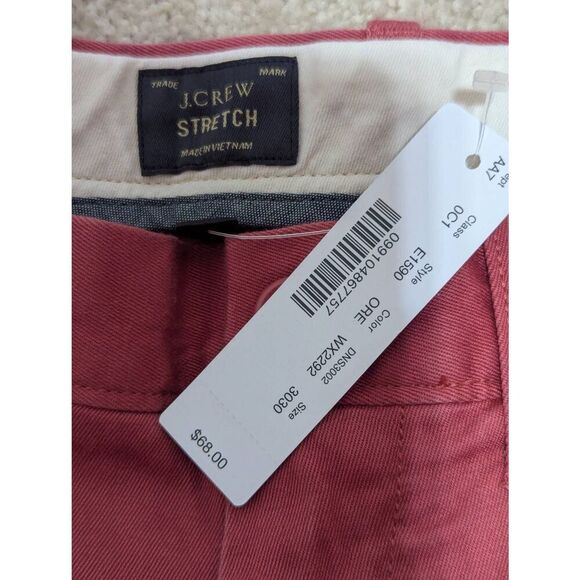 J. Crew Men's Rust Solid Cotton Mid-Rise Ankle Length Stretch Pants Size 30 x 30 - Picture 3 of 8